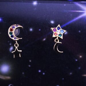 Rainbow Moon & Star Earrings
