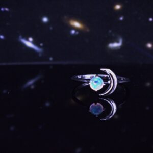 Opal Crescent Moon Ring